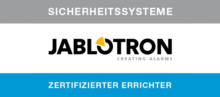 Wir sind zerti­fi­zie­rter Errichter für Jablotron Sicher­heits­systeme